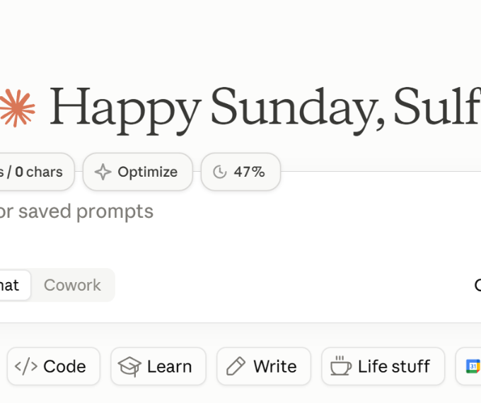 The collapsed usage pill showing 47 percent, in the row above the Claude input beside the word counter and prompt optimizer, light mode