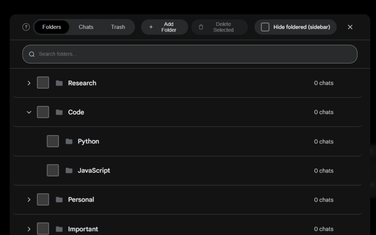 Superpower for Gemini folders feature in dark mode