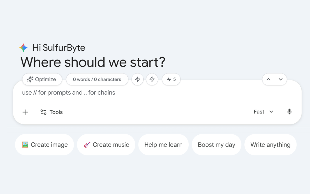 Superpower for Gemini message bar feature in light mode