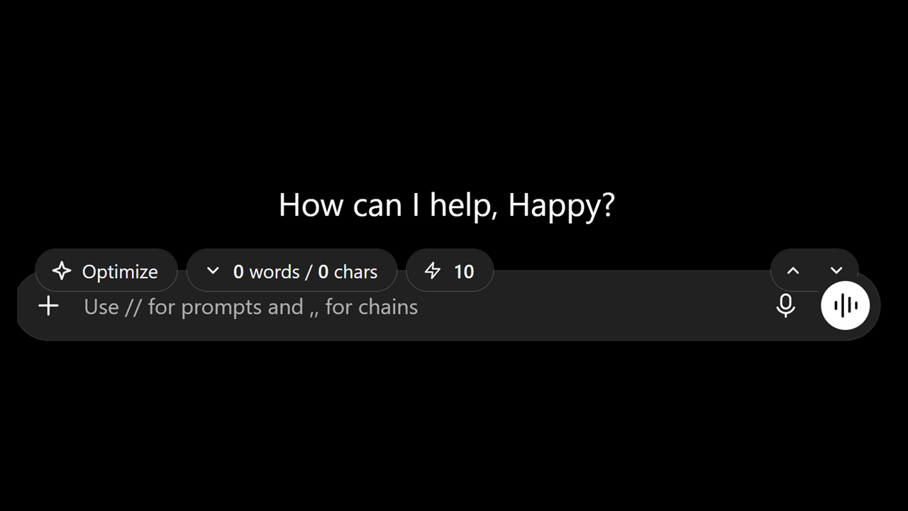 Superpower for ChatGPT message bar with prompt optimizer, word counter and daily usage counter, dark mode